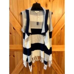 Poof Excellence Women Blue/cream  Cardigan M Nwt